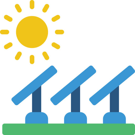 Sun and Solar Panels Icon